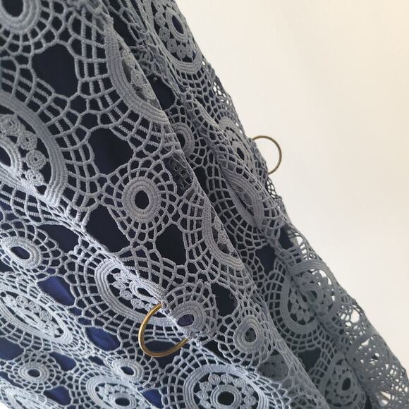 Free People Crochet Lace Shift Dress Periwinkle Fabric Buttons 6 - Picture 11 of 15